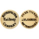 Metropolitan Railway Company Ivory Free Ticket