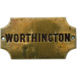 Midland Railway Tyers token machine plate WORTHINGTON from the section between Ashby and