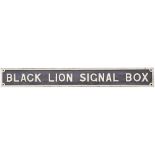GWR cast iron signal box board BLACK LION SIGNAL BOX from the former box near Aberfan. In nicely