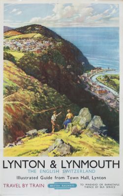 Poster BR(W) LYNTON & LYNMOUTH THE ENGLISH SWITZERLAND by Harry Riley 1959. Double Royal 25in x