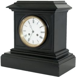 London and North Western Railway 5in slate cased railway clock. The French twin going barrel