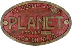 Worksplate F.C.HIBBERD & CO LTD PLANET LOCO 3734 LONDON NW10 ex 4W DM used at Cwm Colliery Beddau.