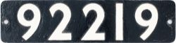 Smokebox numberplate 92219 ex BR Riddles 9F 2-10-0 built at Swindon in 1960 and was the