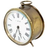 GWR Brass drum railway clock with 3.5 inch enamelled dial GWR KAY & CO PARIS. Case, back and