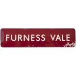 BR(M) FF enamel signal box board FURNESS VALE from the former LNWR station between Buxton and