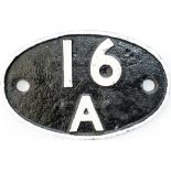 Shedplate 16A Nottingham Midland 1950-1963 with sub sheds Lincoln St Marks to 1953, Southwell to