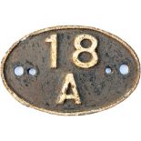Shedplate 18A Toton a rare example of a LMS shedplate which were used from 1935. With two inner