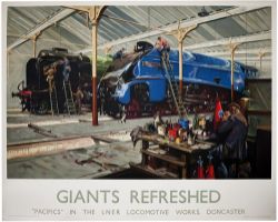 Poster LNER GIANTS REFRESHED by Terence Cuneo. Quad Royal 50in x 40in. In virtually mint condition