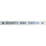 London Transport Underground FF enamel sign REGENT'S PARK STATION with two London Transport roundels