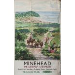 Poster BR(W) MINEHEAD THE GATEWAY TO EXMOOR by Johnston 1956. Double Royal 25in x 40in. In fair