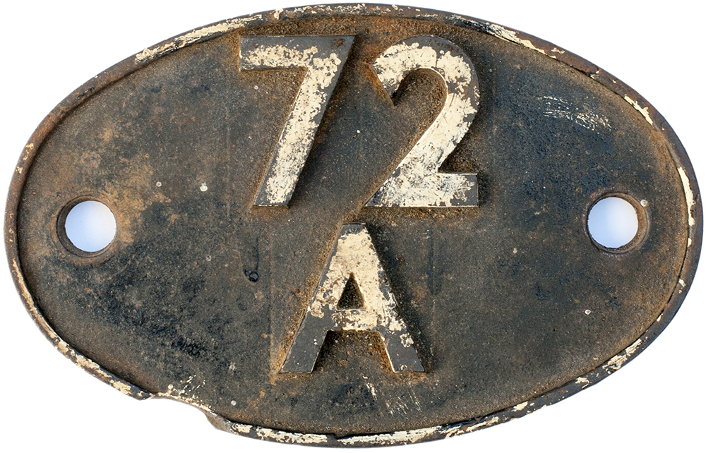 Shedplate 72A Exmouth Junction 1950 to 1966 with sub sheds Bude, Exmouth, Launceston to 1958, Lyme