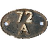 Shedplate 72A Exmouth Junction 1950 to 1966 with sub sheds Bude, Exmouth, Launceston to 1958, Lyme