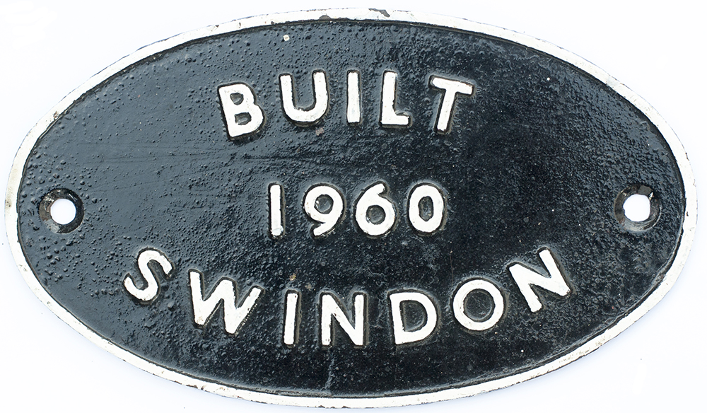 Worksplate BUILT SWINDON 1960 ex Riddles 9F 2-10-0 92217, one of the last steam locomotives to be