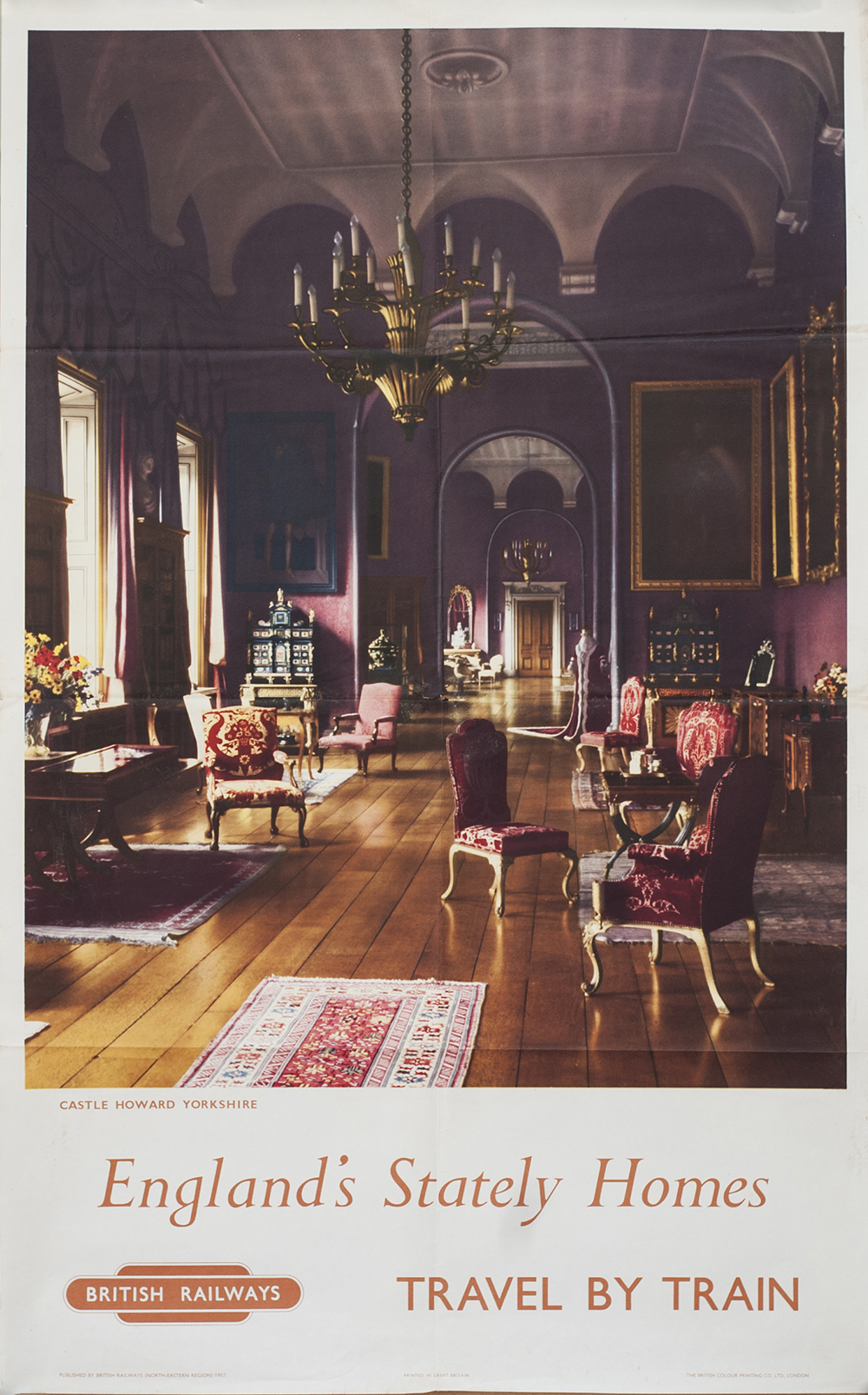 Poster BR(NE) ENGLAND'S STATELY HOMES CASTLE HOWARD YORKSHIRE, 1957. Double Royal 25in x 40in. In