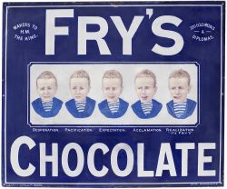 Advertising enamel sign FRY'S CHOCOLATE MAKERS TO H.M. THE KING featuring the famous five boys. This