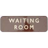 BR(W) FF enamel doorplate WAITING ROOM measuring 18in x 6in. In good condition with a few minor chip