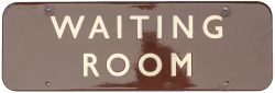 BR(W) FF enamel doorplate WAITING ROOM measuring 18in x 6in. In good condition with a few minor chip