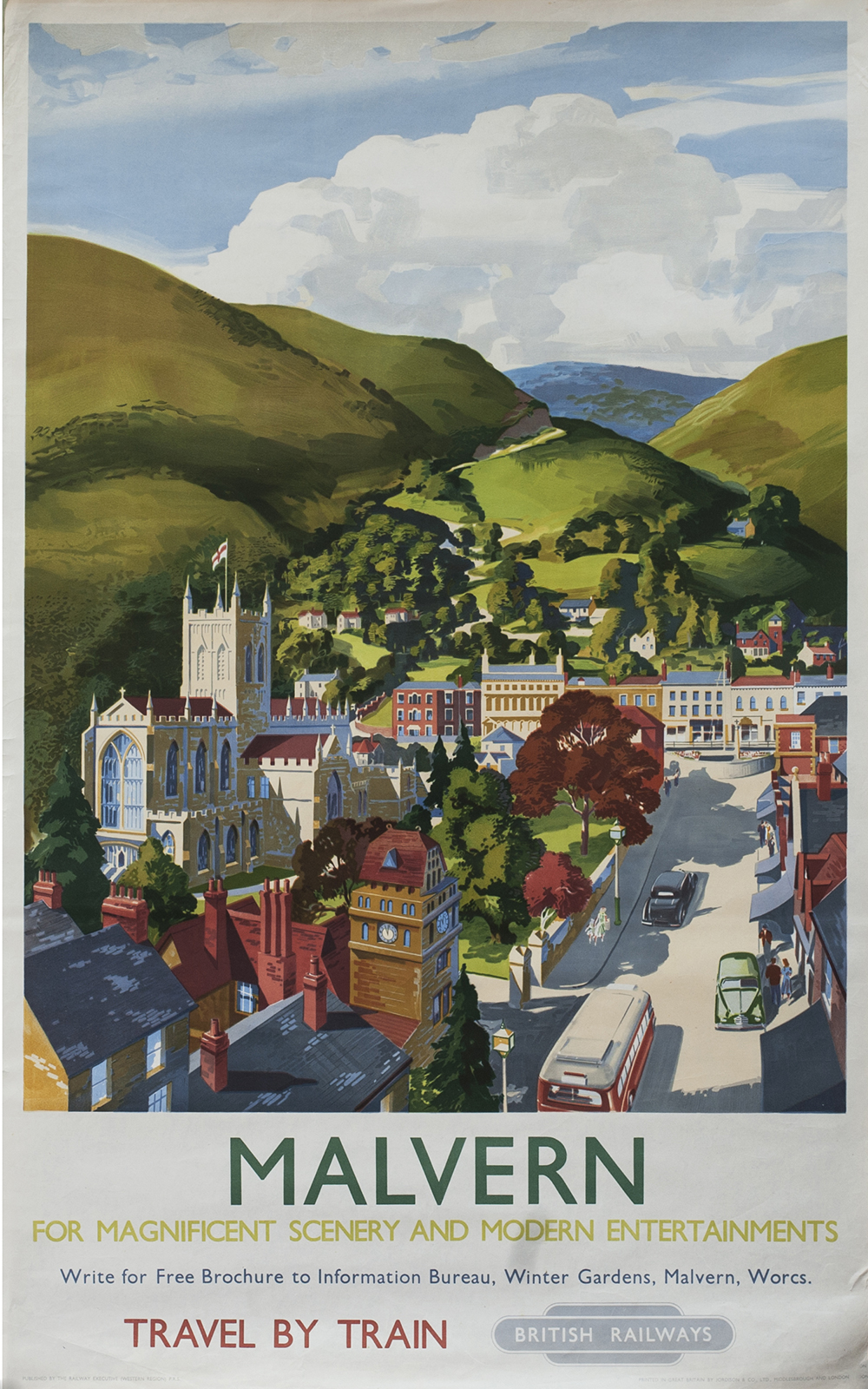 Poster BR(W) MALVERN FOR MAGNIFICENT SCENERY AND MODERN ENTERTAINMENTS by Edward Hoyle. Double Royal