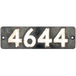 Smokebox numberplate 4644 ex GWR Collett 0-6-0 PT built at Swindon in 1943. Allocations included