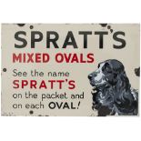 Advertising enamel sign SPRATT'S MIXED OVALS SEE THE NAME SPRATT'S ON THE PACKET AND ON EACH