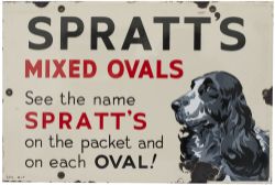 Advertising enamel sign SPRATT'S MIXED OVALS SEE THE NAME SPRATT'S ON THE PACKET AND ON EACH