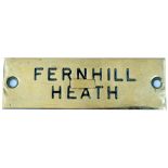 GWR machine engraved brass shelfplate FERNHILL HEATH. In very good condition with original wax