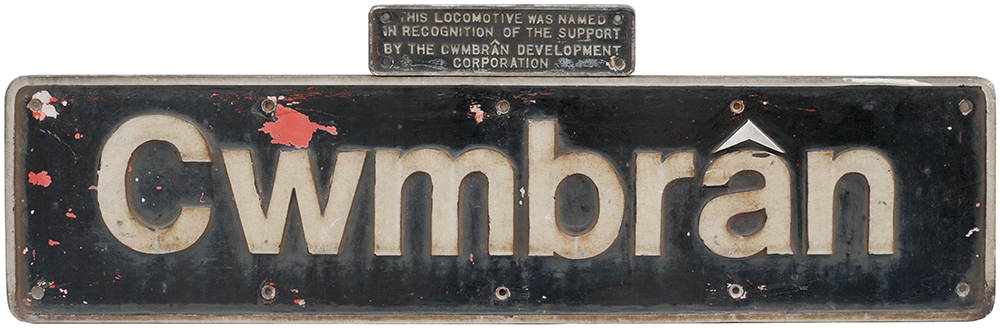 Nameplate CWMBRAN and plaque ex British Railways Class 37 Diesel built by English Electric in 1965