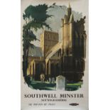 Poster BR(M) SOUTHWELL MINSTER NOTTINGHAMSHIRE by Claude Buckle 1956. Double Royal 25in x 40in. In