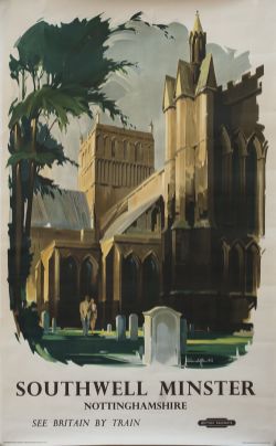 Poster BR(M) SOUTHWELL MINSTER NOTTINGHAMSHIRE by Claude Buckle 1956. Double Royal 25in x 40in. In