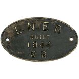 Worksplate LNER BUILT 1944 SR ex Stanier 8F in the number range LNER 3500-24, LMS 8705-29 and BR