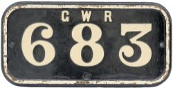 GWR cast iron cabside numberplate GWR 683 ex Cardiff Railway 0-6-0 T built by Hudswell Clarke as