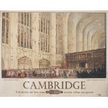 Poster BR(E) CAMBRIDGE KING'S COLLEGE CHAPEL ELIZABETH'S VISIT 1564 by Fred Taylor. Quad Royal