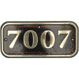 GWR brass cabside numberplate 7007 ex Great Western. Nicely restored condition. See previous lot.