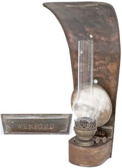 London & South Western Railway copper station/waiting room lamp, copper plated WENFORD and