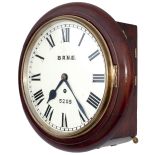 North Eastern Railway mahogany cased 10 inch fusee clock lettered on the dial BR 5205 with