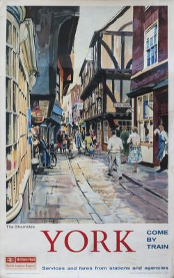 Poster BR(NE) YORK THE SHAMBLES by A. Carr Linford 1962. Double Royal 25in x 40in. In very good