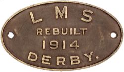 Worksplate LMS REBUILT 1914 DERBY. From either a Midland Railway 3F 0-6-0T with G5 boilers or 3F 0-