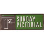 Advertising enamel sign 1ST SUNDAY PICTORIAL. In very good condition still mounted in its original