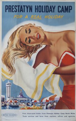 Poster BR(M) PRESTATYN HOLIDAY CAMP FOR A REAL HOLIDAY by John Kenney. Double Royal 25in x 40in.