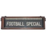 Birmingham Corporation Tramways destination box with the following destinations noted; Football