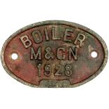 Midland and Great Northern Railway Boiler Plate BOILER M&GN 1928 undoubtably from Johnson 0-6-0