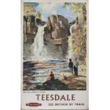 Poster BR(NE) TEESDALE HIGH FORCE, MIDDLETON-IN-TEESDALE by Wesson 1962. Double Royal 25in x 40in.