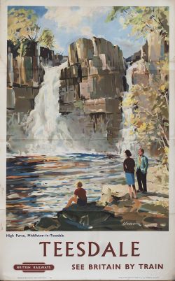 Poster BR(NE) TEESDALE HIGH FORCE, MIDDLETON-IN-TEESDALE by Wesson 1962. Double Royal 25in x 40in.