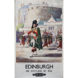 Poster BR(Sc) EDINBURGH PIPE BAND OF 7th/8th ROYAL SCOTS ON CASTLE ESPLANADE by Berry 1951. Double