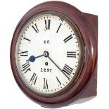 North Eastern Railway mahogany cased 10 inch fusee clock lettered on the dial BR 2697 with