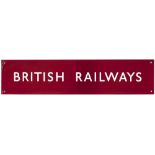 BR(M) enamel Double Royal poster heading BRITISH RAILWAYS. In virtually mint condition, measures