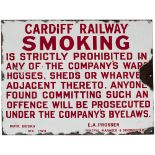 Cardiff Railway enamel sign re SMOKING IS PROHIBITED signed E. A. Prosser General Manager and Dock