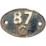 Shedplate 87C Swansea Danygraig 1950-1964. In nice original condition with clear Swindon casting