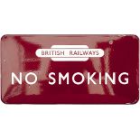 BR(M) FF enamel sign NO SMOKING with British Railways in totem at the top. Measures 24in x 12in