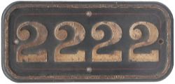 GWR Cast Iron Cabside numberplate 2222